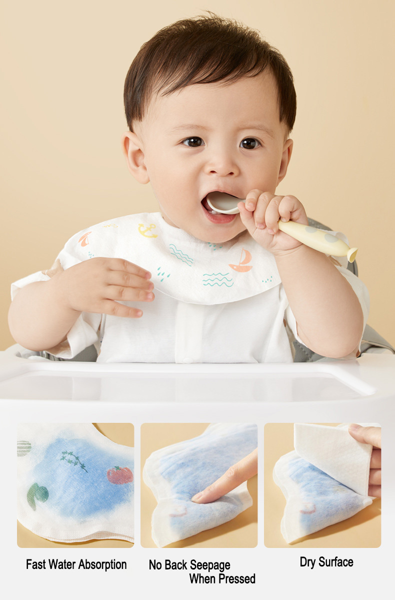Disposable Baby Feeding Bibs Customized Color for Comfortable and Clean Meals