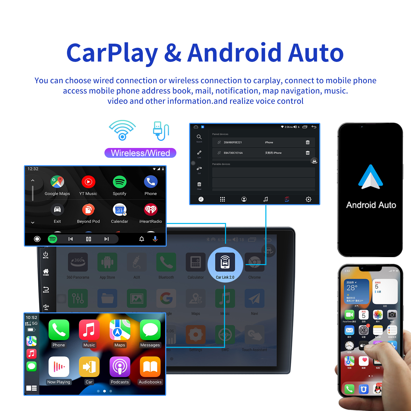 9" Touch Screen Android 12 Car Multimedia Player with GPS Navigation Multi Language