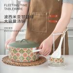 Double Ear Noodle Salad Bowl With Lid Dinnerware Soup Noodle Bowl Set Ceramic