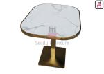 Oval Shape Restaurant Dining Table Marble Pattern Ceramic With Golden Seam