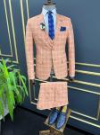 Slim Fit Mens 3 Piece Tuxedo Plaid Striped For Wedding