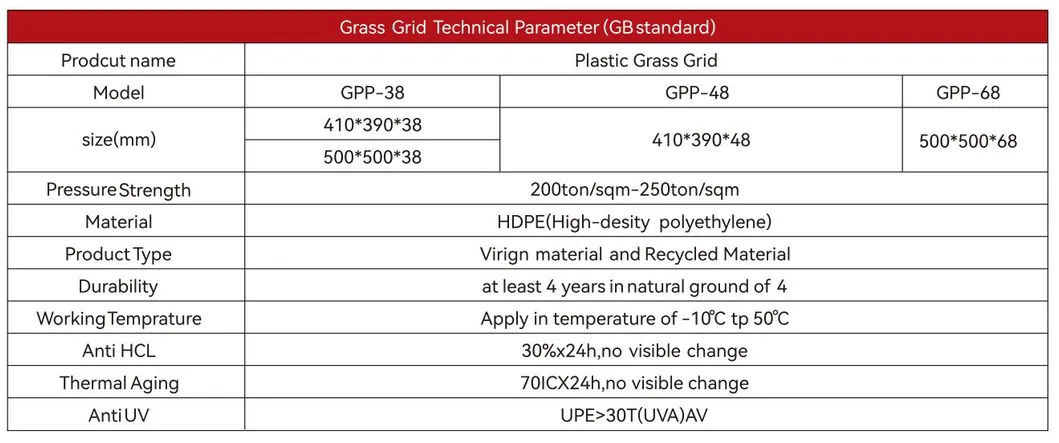 HDPE Plastic Grass Lawn Stabilizer Grid for Parking Lot Outdoor Roof Garden Permeable Pavers Interlocking Plastic Floor Grid