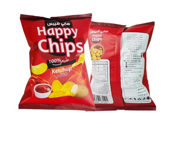 Custom Food Popcorn Potato Chips 3 side seal flat pouch pouch for Snack