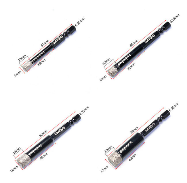 Fast Fit Marble Hexagon Head Drill Bit Set 10mm 12mm 14mm