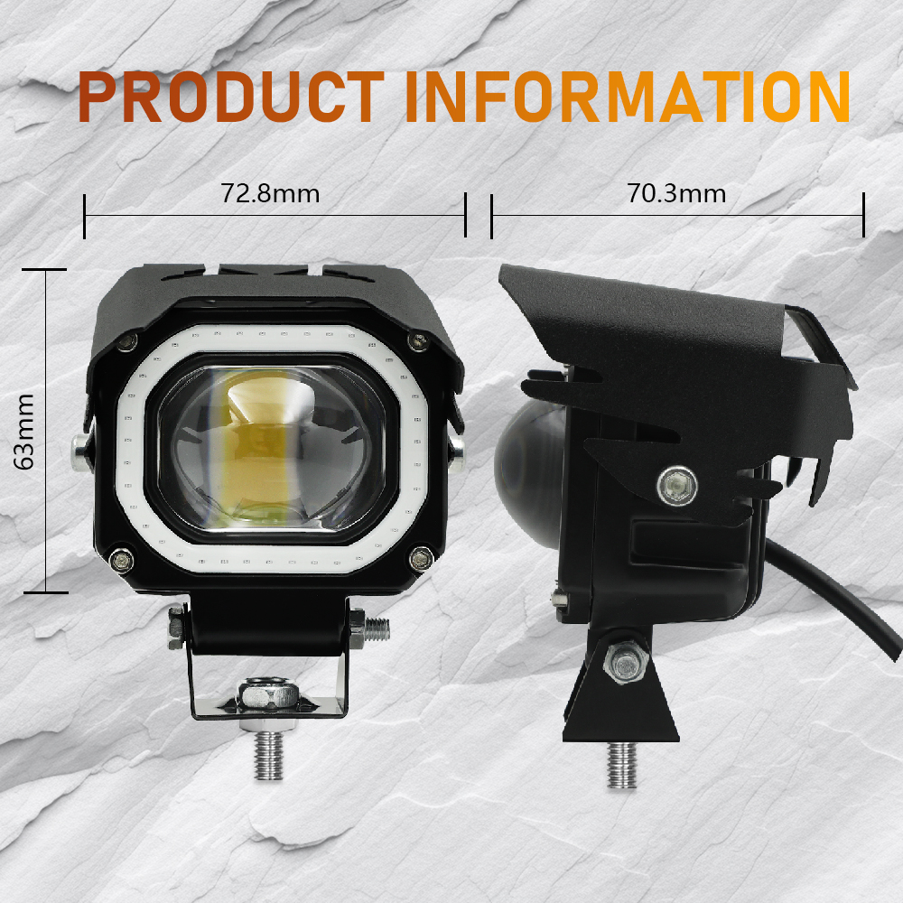 Aluminum Black Square White Yellow Color For Car Motorcycle Lights