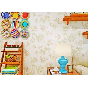 Quality 0.53*10M Designer Natural Floral Non Woven Wallpaper Fabric Wall Covering for sale Buy cheap 0.53*10M Designer Natural Floral Non Woven Wallpaper Fabric Wall Covering product