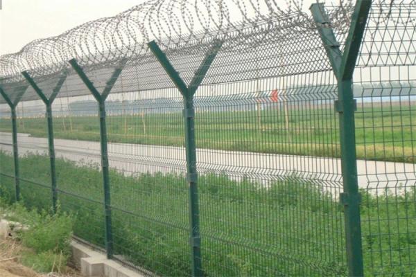 High Security Concertina Razor Wire On The Top Of Airport Perimeter Security