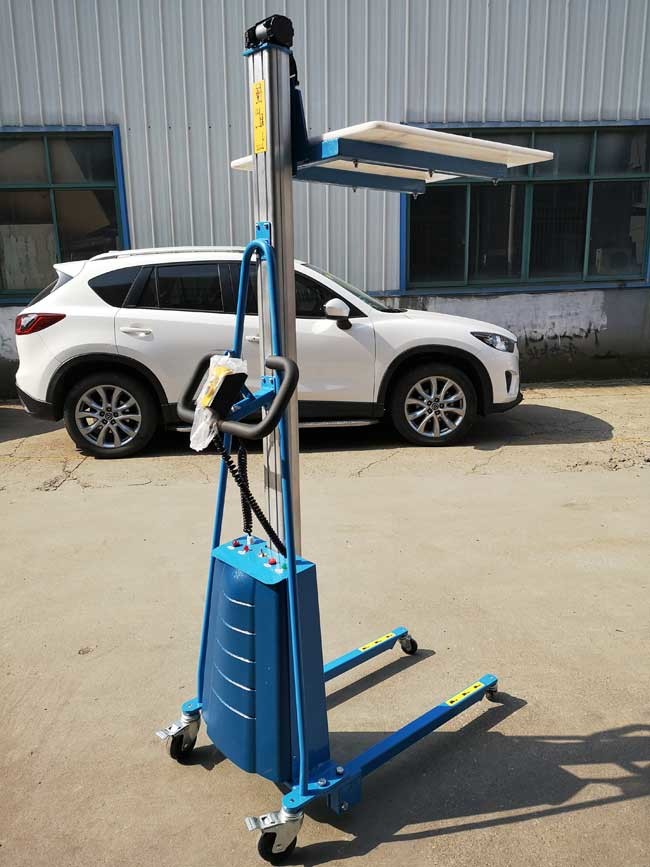 Small Hydraulic Stacker Truck Electric Work Positioner Lift Truck 220 Lbs Capacity
