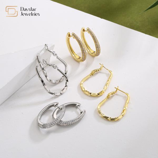 Buy cheap Geometric Rhinestone 18k Gold Plated Earrings , Diamond Huggie Hoop Earrings from wholesalers