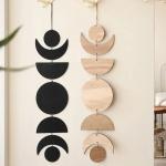 Creative Sun and Moon wooden pendant retro style decorations