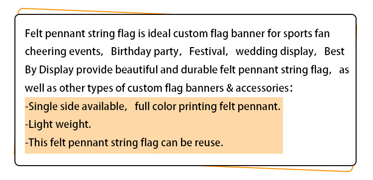 Single Side Printing Felt Pennant Banner Lightweight For Promotion