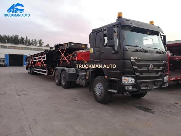 Buy cheap 12Pcs Tire 60 Ton Q345 Low Flatbed Trailer With ABS Brake from wholesalers