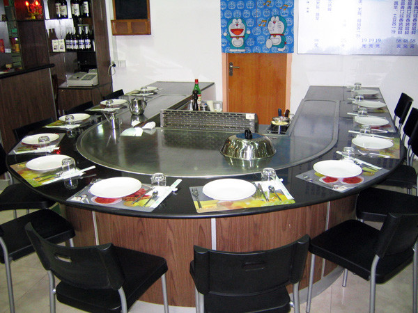 Arch Shape Electromagnetic Teppanyaki Grill Fume Purifier Hibachi Table