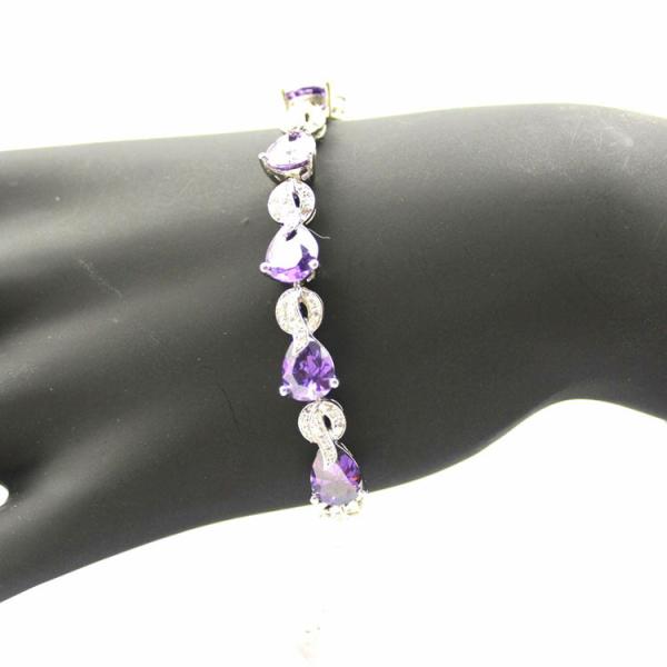 Buy cheap Sterling Silver Created Amethyst Clear CZ Diamonds Tennis Bracelet(B02PURPLE) from wholesalers