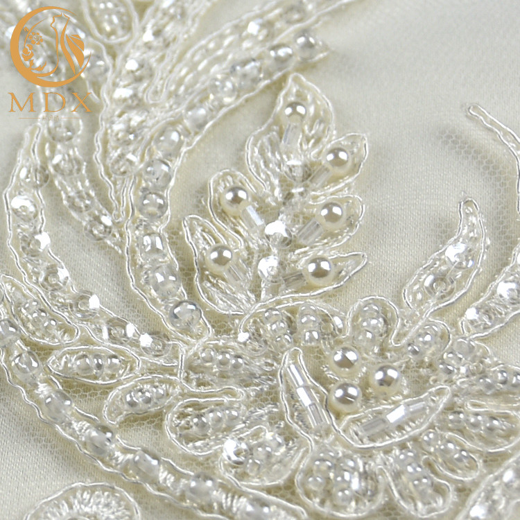 White Embroidered Lace Fabrics 20% Polyeter Handmade Water Soluble