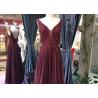 Buy cheap Sleeveless Burgundy A Line Ball Gown Backless Top Lace Beading Tull Fabric from wholesalers