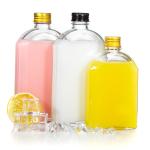 Airtight 8 Oz Glass Juice Bottles Flat Flask For Liquor Whisky Kombucha