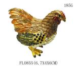 Hen hinged trinket jewelry box for new year rooster figure gifts jeweled