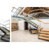 Buy cheap Straight modern wooden staircase with glass , Stainless Steel Railing from wholesalers