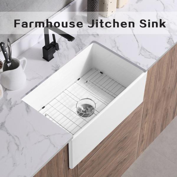 Buy cheap Rectangular Farmhouse Kitchen Sink Gloss White Single Bowl Kitchen Sink from wholesalers