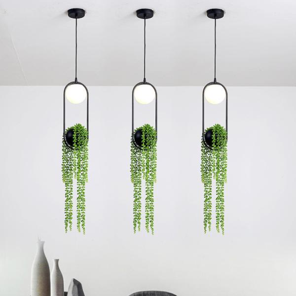 Creative Plant LED Pendant Lights Modern Indoor Lighting Grass Hanging Lamps(WH