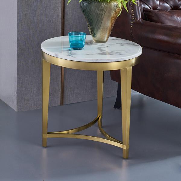 Buy cheap Modern Round Stainless Steel Marble Living Room Sofa Side Table from wholesalers