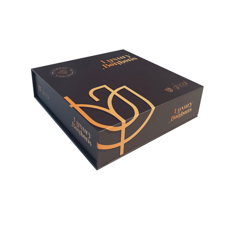 Magnetic Closure Paper Rigid Candy Food Truffle Gift Chocolate Bonbon Packaging Box With Plastic Insert