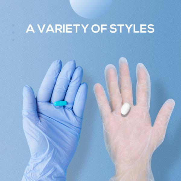 Vinyl Sterile Disposable Plastic Gloves Curved Finger Textured Surface Sterility