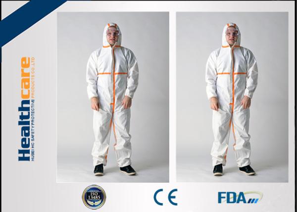 Buy cheap Medical Lever 15gram Disposable Hooded Coveralls Nonwoven White Hooded With Tape from wholesalers