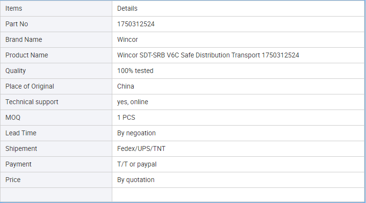 Wincor SDT-SRB V6C Safe Distribution Transport 1750312524 ATM Spare Parts