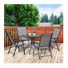 Buy cheap Foldable Armchair Patio Furniture 4 Seater Dining Set with Glass Top and Umbrella Hole from wholesalers
