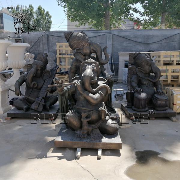 BLVE Bronze Lord Ganesh Statue Ganesha Sculpture Life Size Brass Copper Hindu