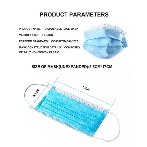 3 Ply Dispsoable Face Mask Surgical Mouth Mask For Anti Dust Other Protective