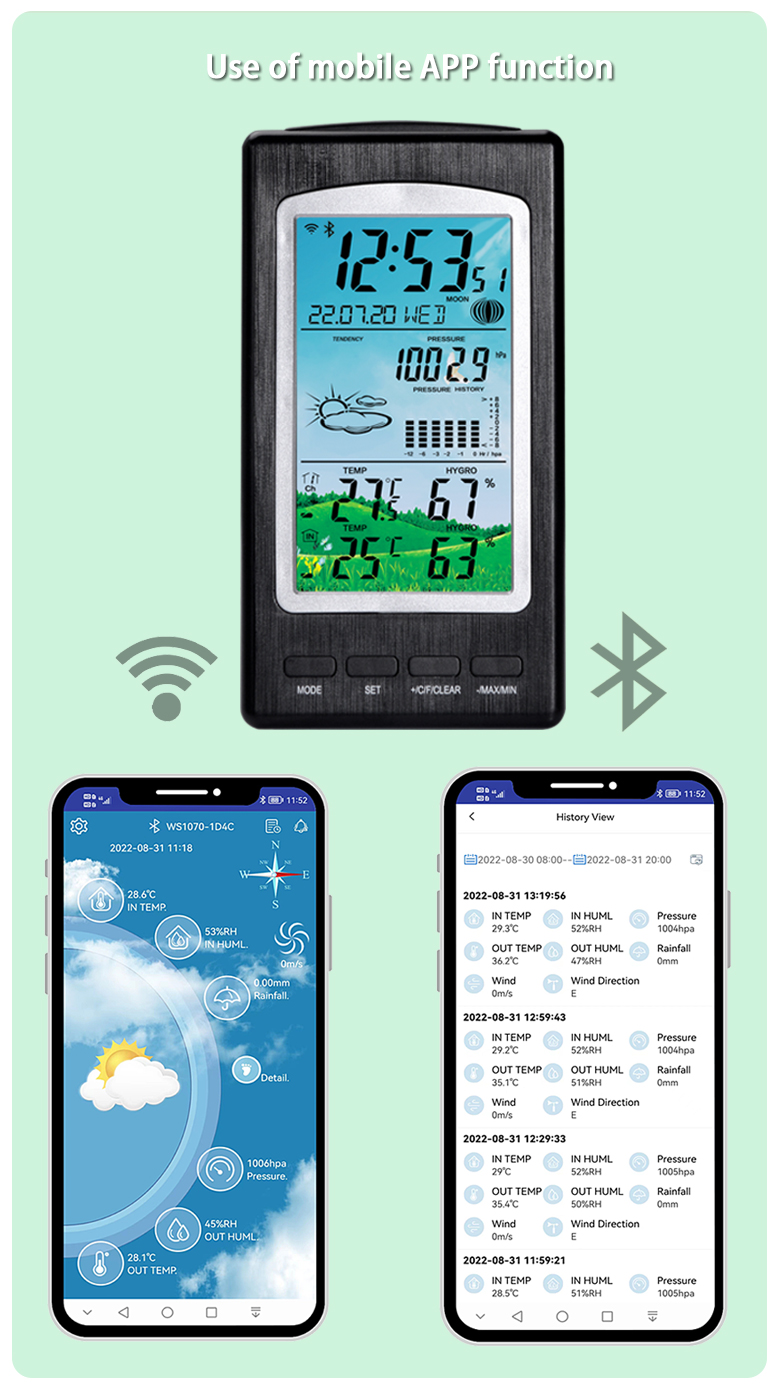 Household Wireless Thermometer And Hygrometer With Moon Phase And Temperature Accuracy ±1 ° C