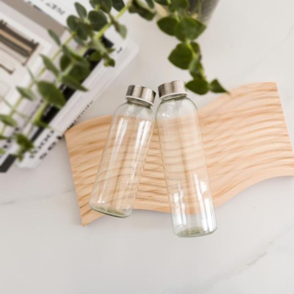 Buy cheap Personalized Custom 350Ml 500Ml 16Oz Transparent Glass Water Bottle With Stainless Steel Lid from wholesalers