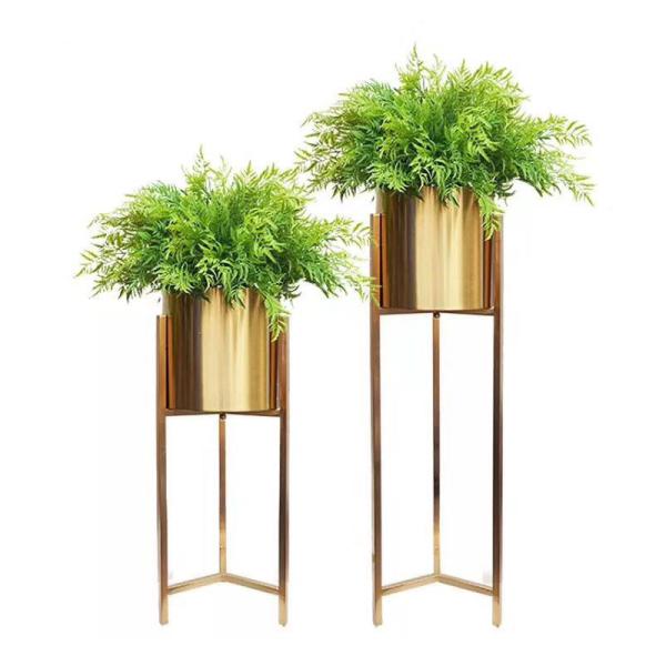 Buy cheap High art cute golden planter stainless steel flower pot with stand from wholesalers
