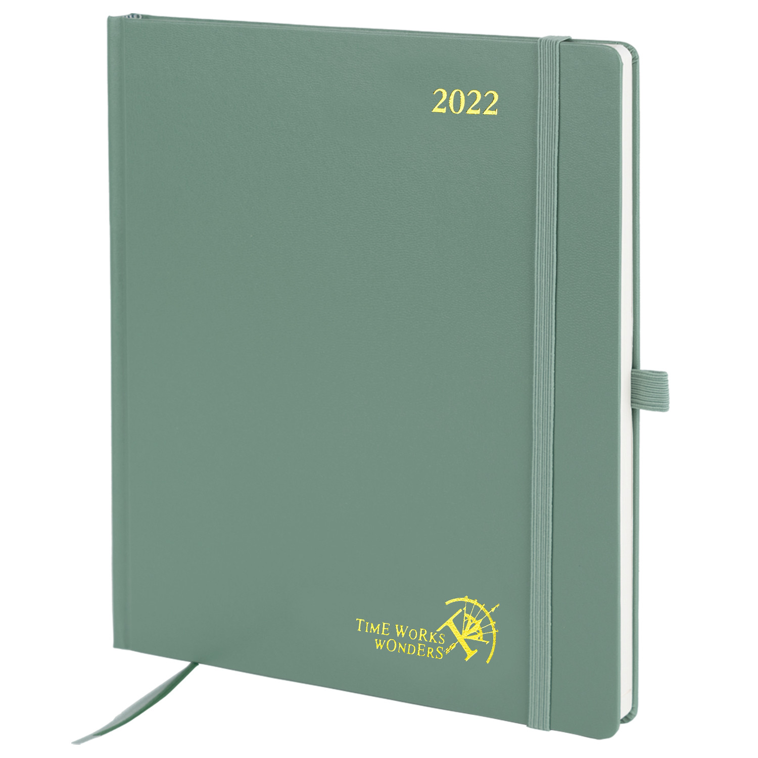 Custom Casebound Student Weekly Planner Green Leatherette Cover