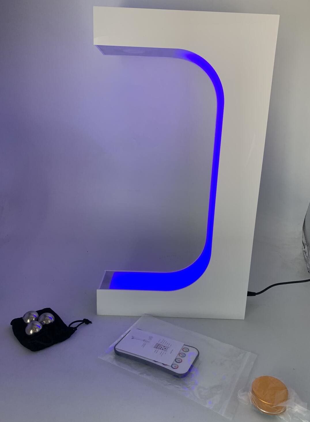 colorful led light magnetic levitation floating sneaker shoes display stand with remote controller