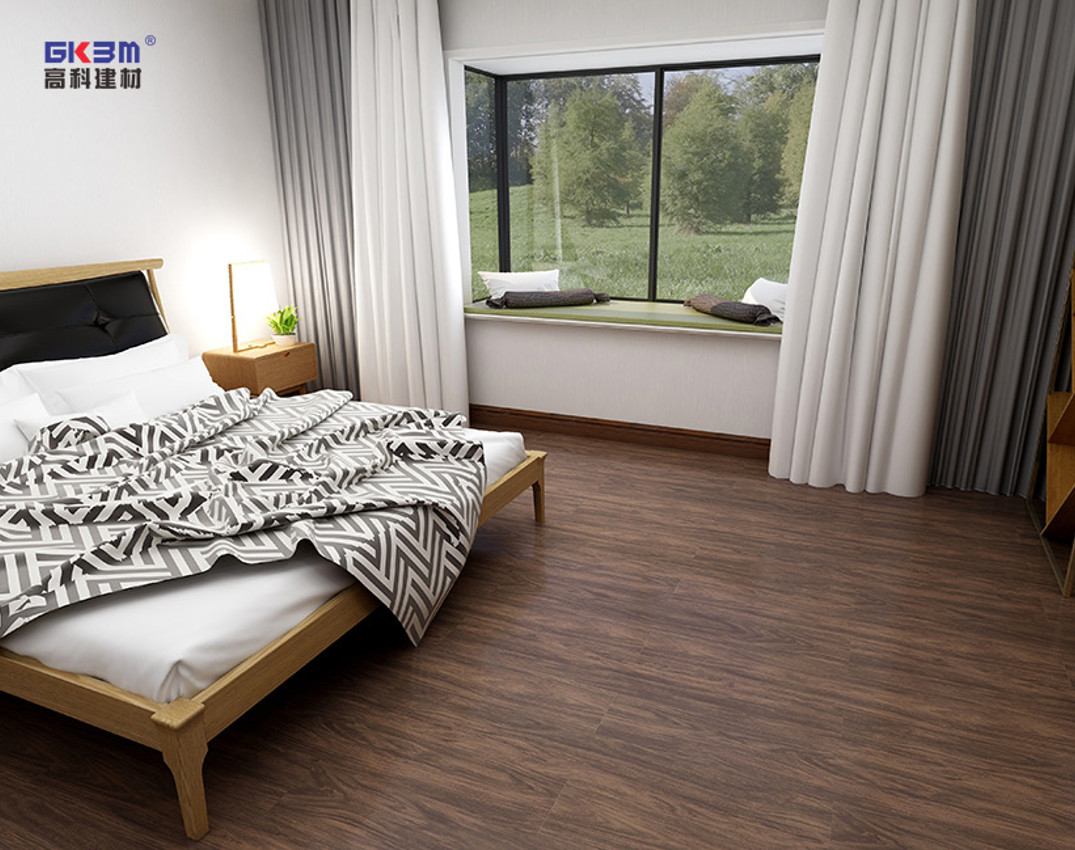 1220x183mm Fireproof SPC Plastic Flooring E0 Formaldehyde Ormosia Henryi Padauk GKBM SY-W3008