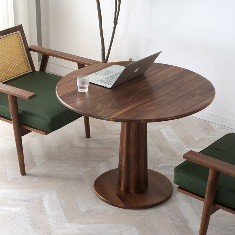 Nordic simple solid wood dining table and chair combination home living room multifunctional small apartment round dinin