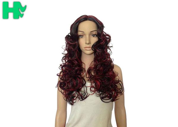 Buy cheap Fashion Black / Red 22 Inch Long Synthetic Wigs For Ladies Curly Wave Hair from wholesalers