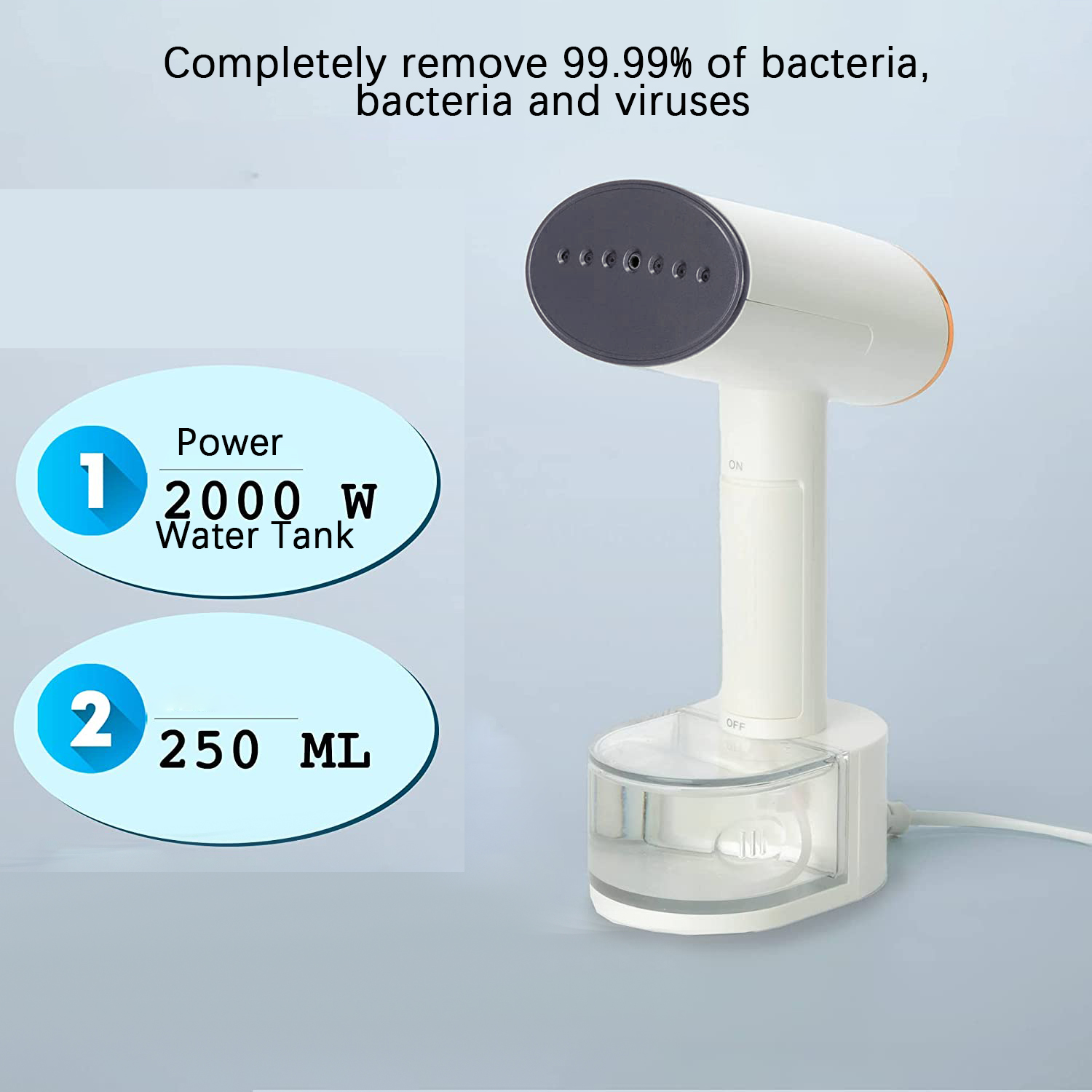 2000W Handheld Garment Steamer with Auto-Shut off Deep Wrinkle Removal Made Simple