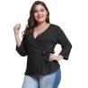 Buy cheap Custom Made V Neck Plus Size Ladies Shirts Long Sleeve Ruffles Decoration from wholesalers
