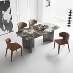 Modern Stainless Steel Dining Tables With Marble Tops For Wholesale