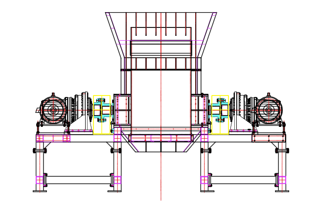 PLC Control Double Shaft Shredder For Plastic Recycling