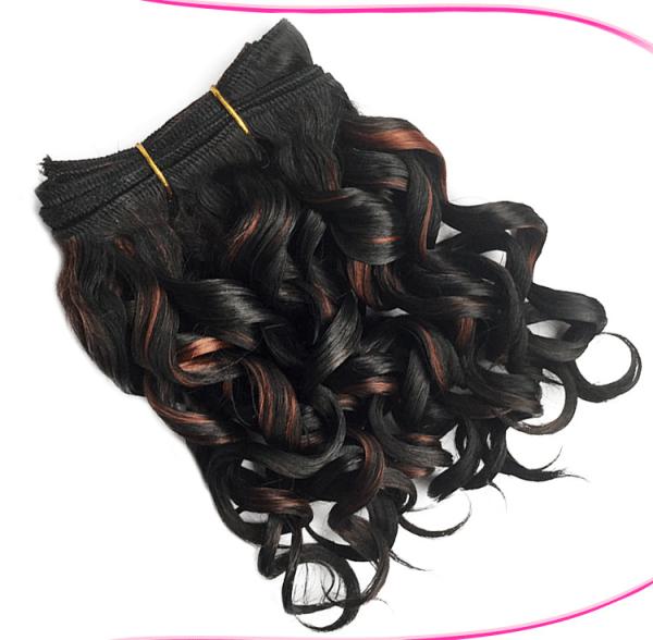 Buy cheap Short 8" Black Synthetic Hair Extensions Highlight With High Temperature Fiber from wholesalers