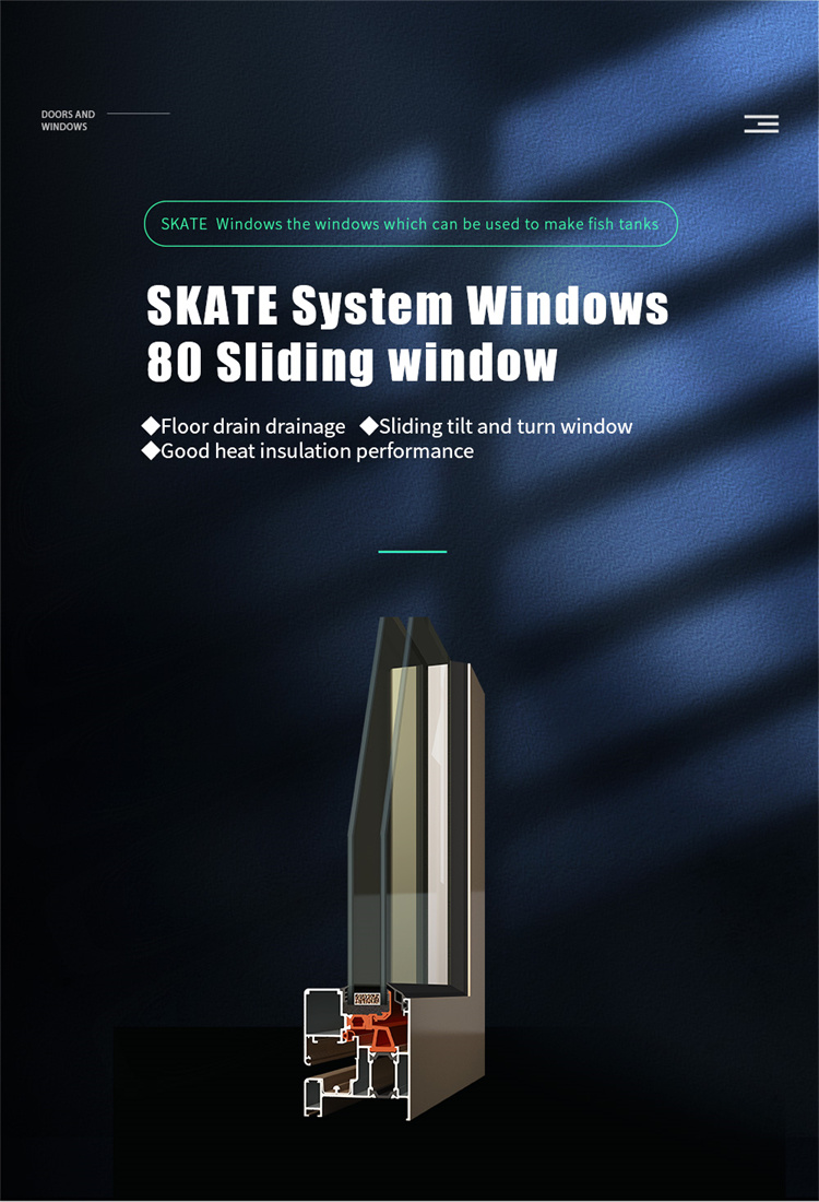 Windows Double Glazing Sliding Windows with Heat Insulation Coefficient K value ≤2.1
