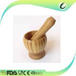 Bamboo Wooden Pestle Mortar , Wooden Garlic Crusher Herb & Spice Tools