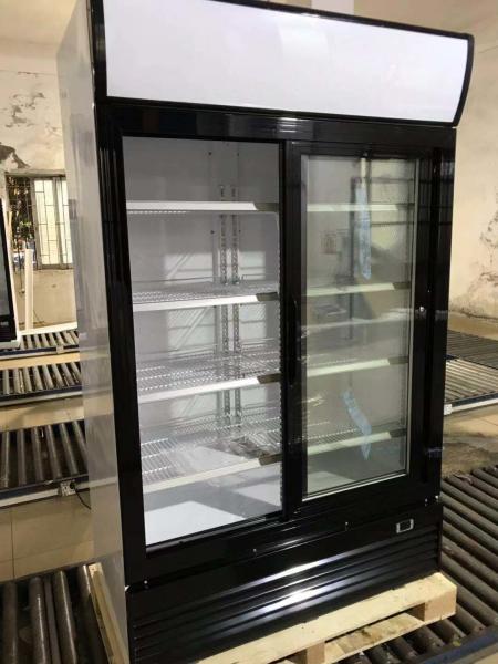 Vertical Double Door Frost Free Display Beverage Cooler / Glass Door Beverage
