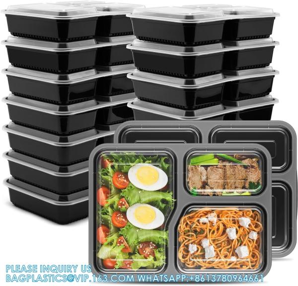 Buy cheap 34oz 3 Compartment Meal Prep Containers 150 Packs, 150 Pieces Trays And 150 Pieces Lids from wholesalers